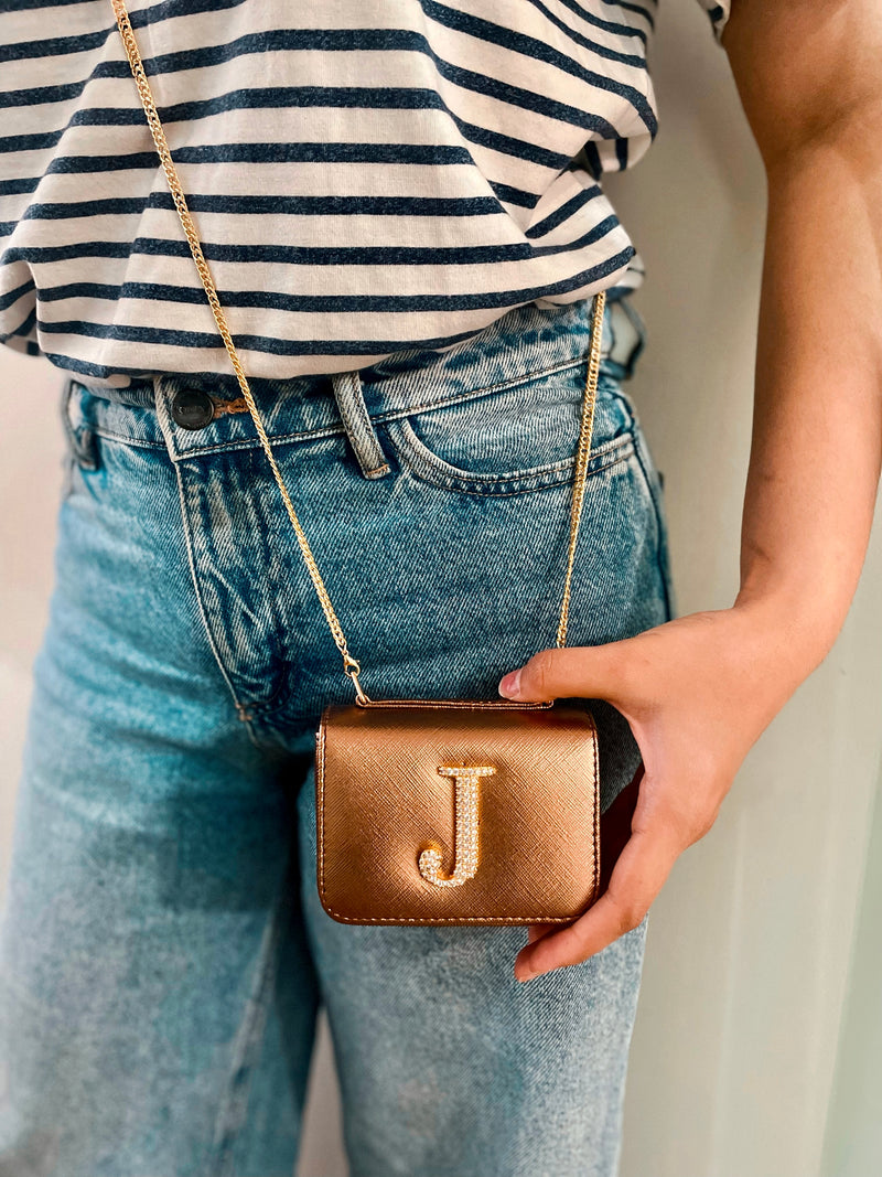 Personalised Bronze Nano Bag by Prerto — front view