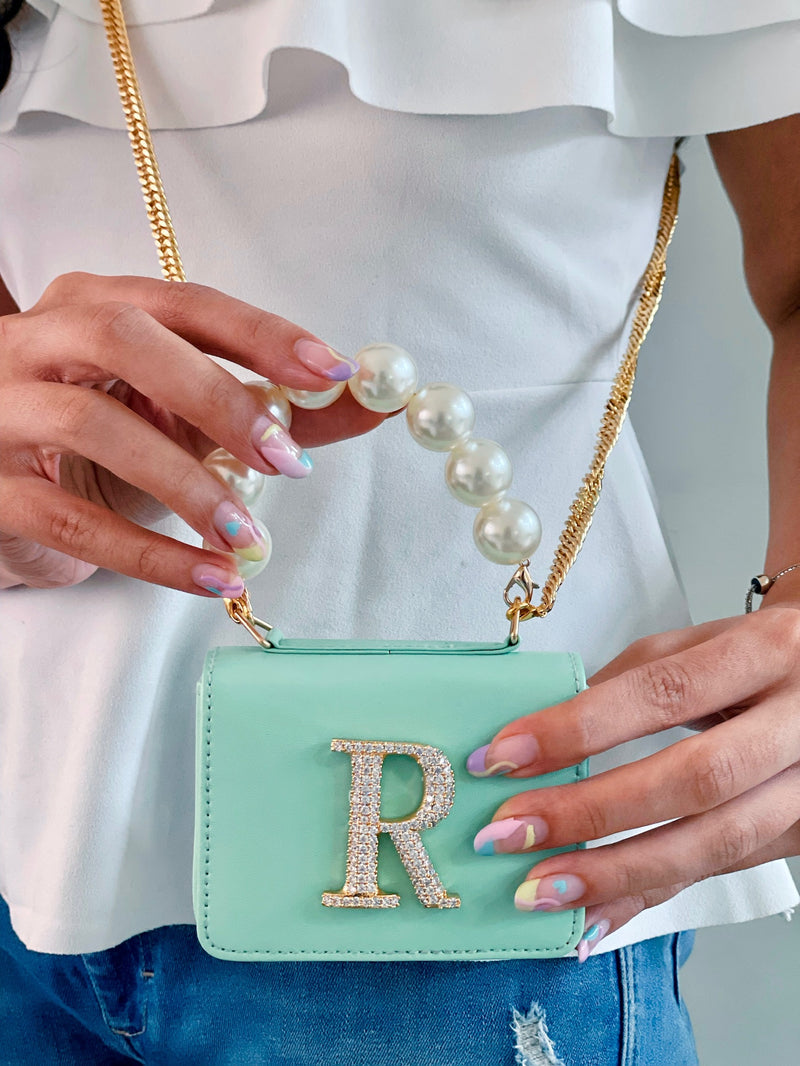 Personalised Mint Green Nano Bag by Prerto — front view