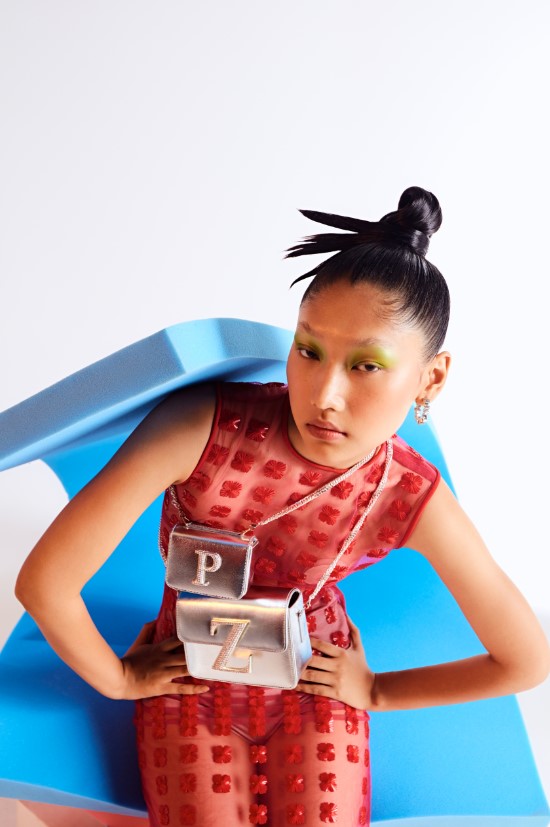 Personalised Silver Nano Bag by Prerto — worn on model