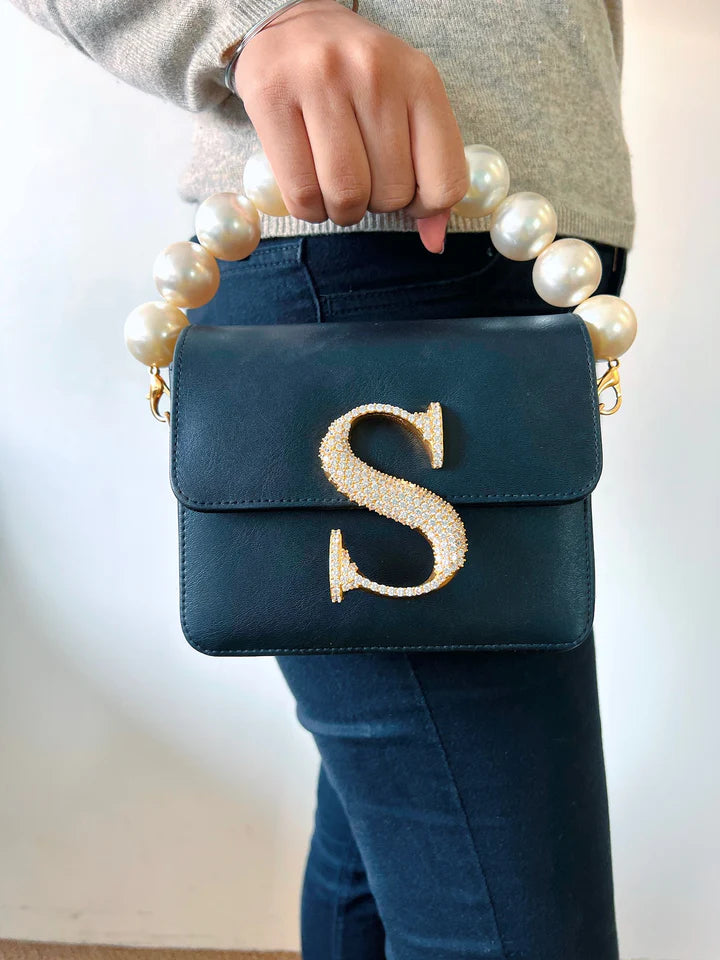 Personalised Navy Blue Crossbody Bag by Prerto — front view