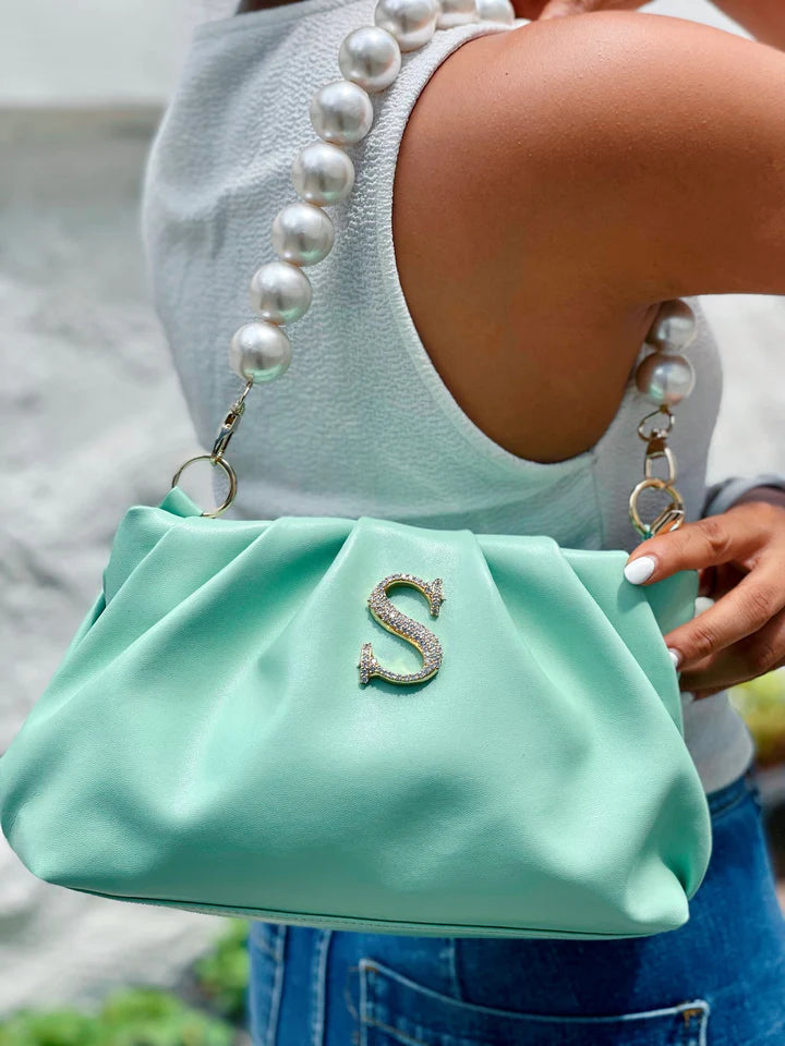 Personalized Mint Green Rouched Bag