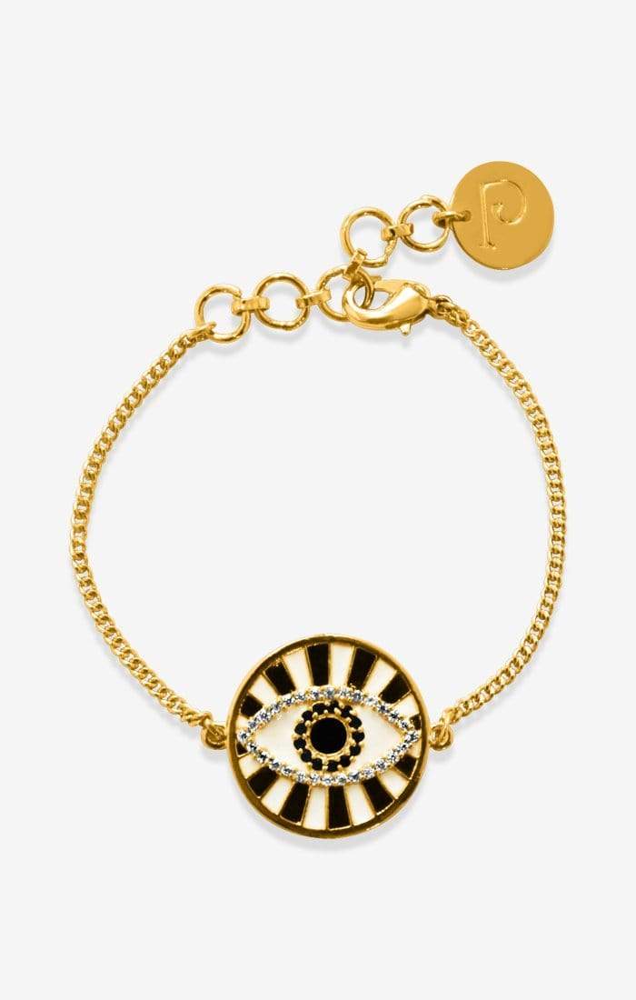 Sicura Evil Eye Pendant Necklace — worn on model — Prerto