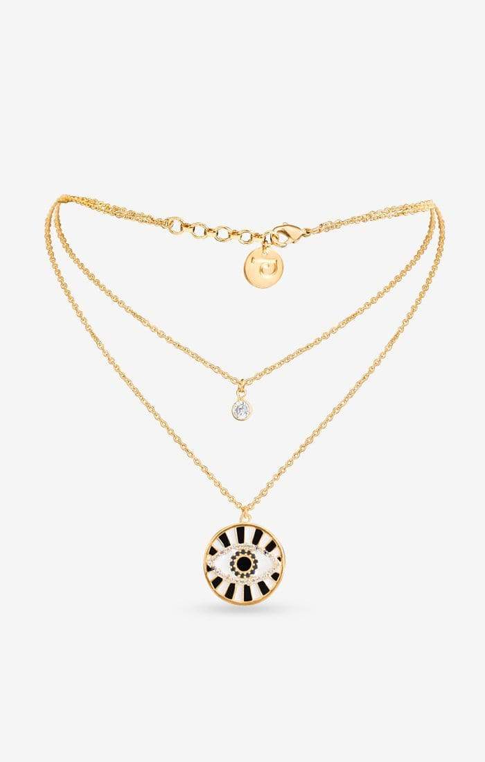 Sicura Evil Eye Pendant Necklace — detail close-up — Prerto