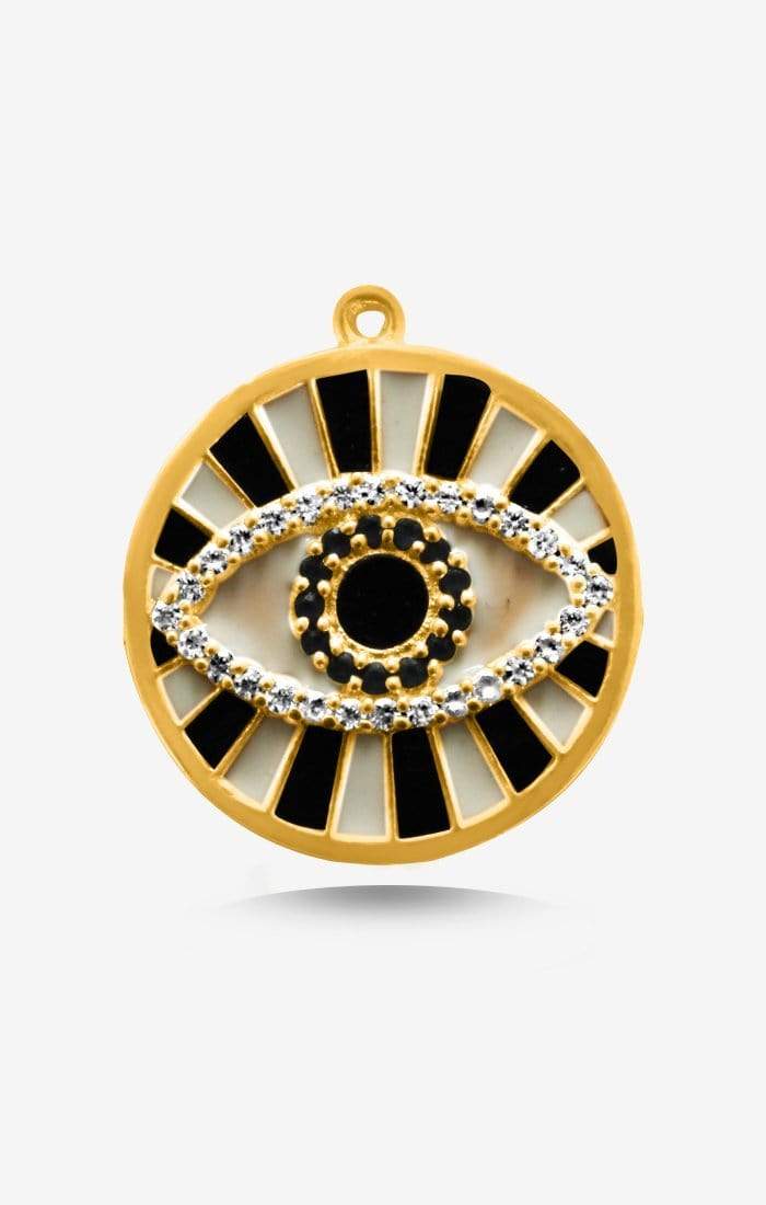 Sicura Evil Eye Pendant Necklace — flat lay — Prerto