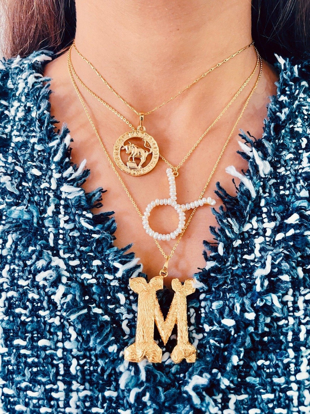 Zodiacali Gold Zodiac Charm Necklace — front view — Prerto
