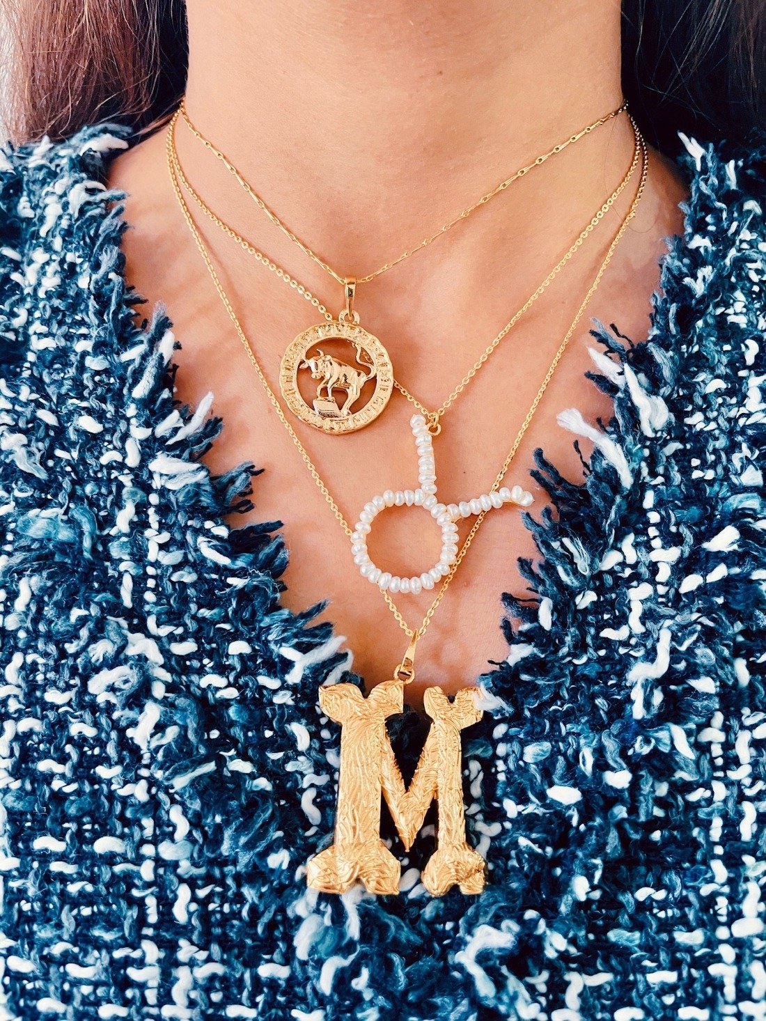 Zodiacali Gold Zodiac Charm Necklace — front view — Prerto