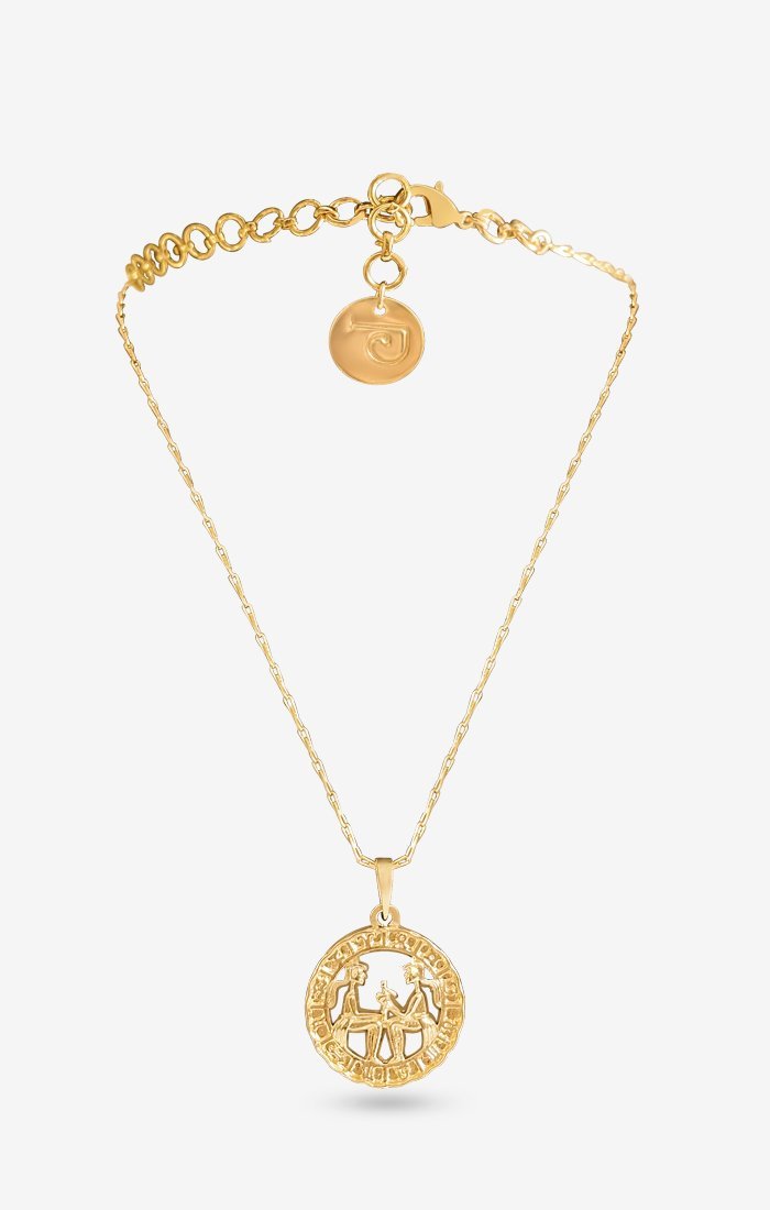 Zodiacali Gold Zodiac Charm Necklace — detail view — Prerto